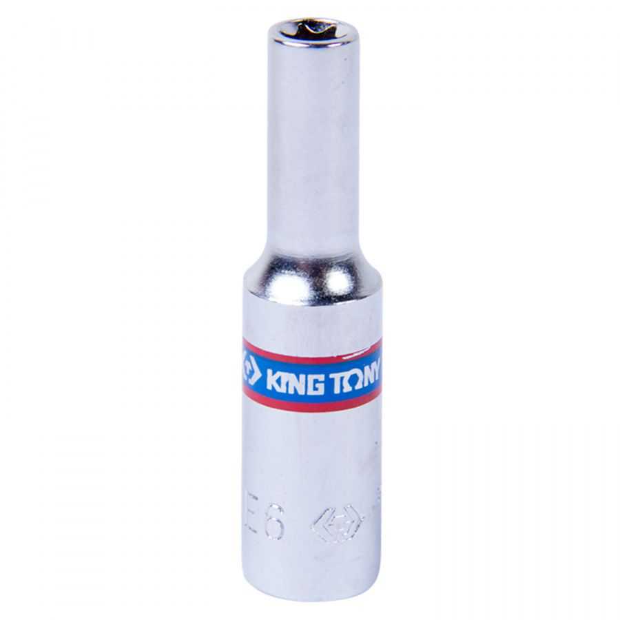 Головка торцевая TORX Е-стандарт 1/4", E6, L = 50 мм KING TONY 227506M Торцевые головки E-типа (TORX) фото, изображение