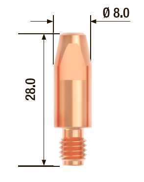 Fubag Контактный наконечник M6х28 мм ECU D=0.8 мм  (25 шт.) FB.CTM6.28-08 MAG фото, изображение
